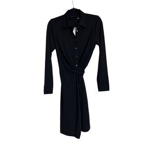 Lauren Ralph Lauren Shirt Dress Womens Size 8 Black Wrap-Style Jersey NWT